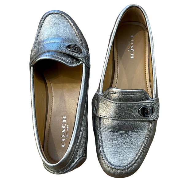 Coach Shoes - COACH Flash Metallic Tumbled Leather Loafers